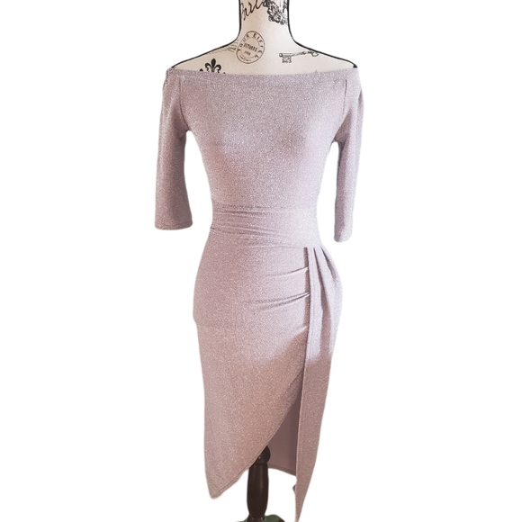 Dresses & Skirts - Lavender Shimmer off-shoulder Dress
